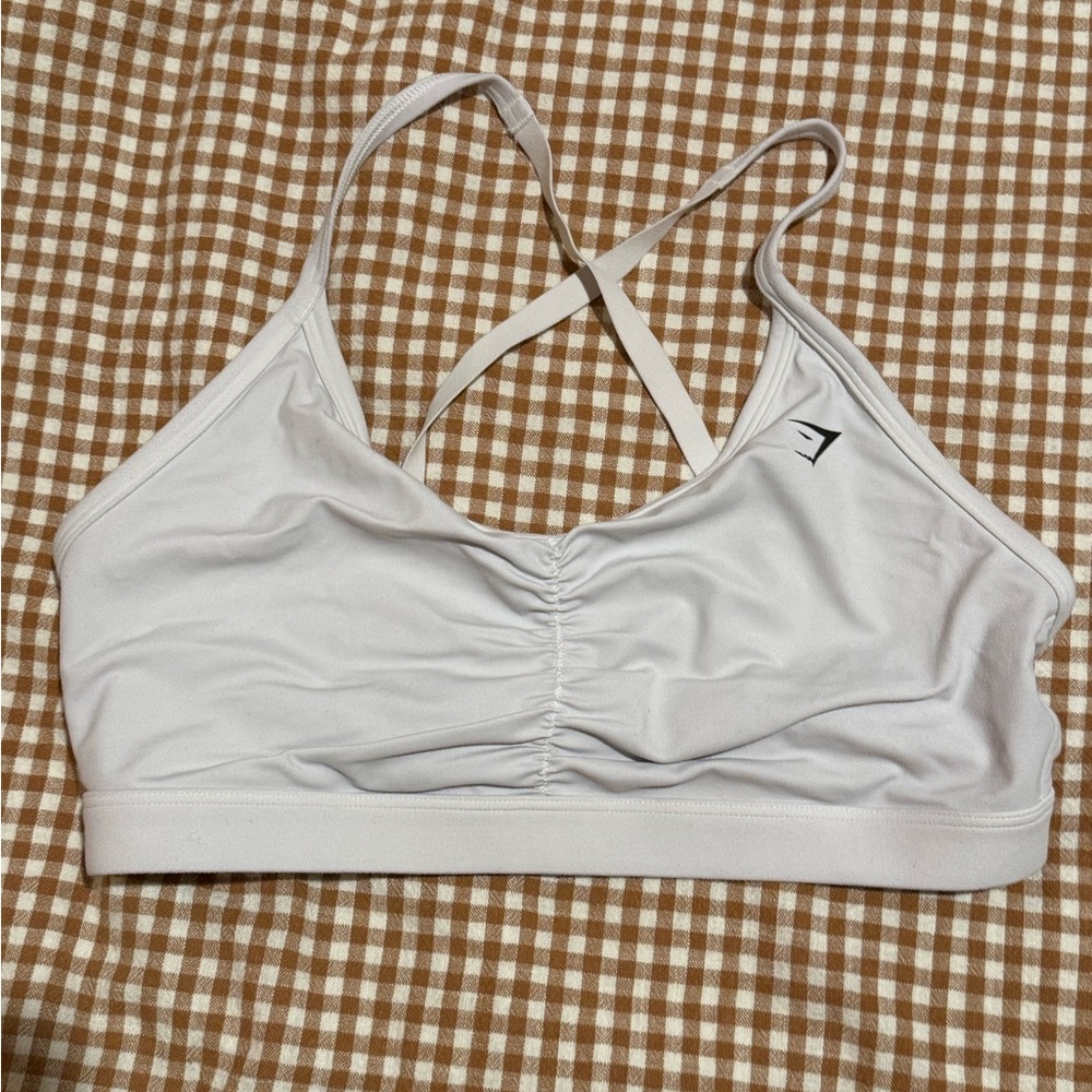 Gymshark Ruched Sports Bra - White | Size - Medium
